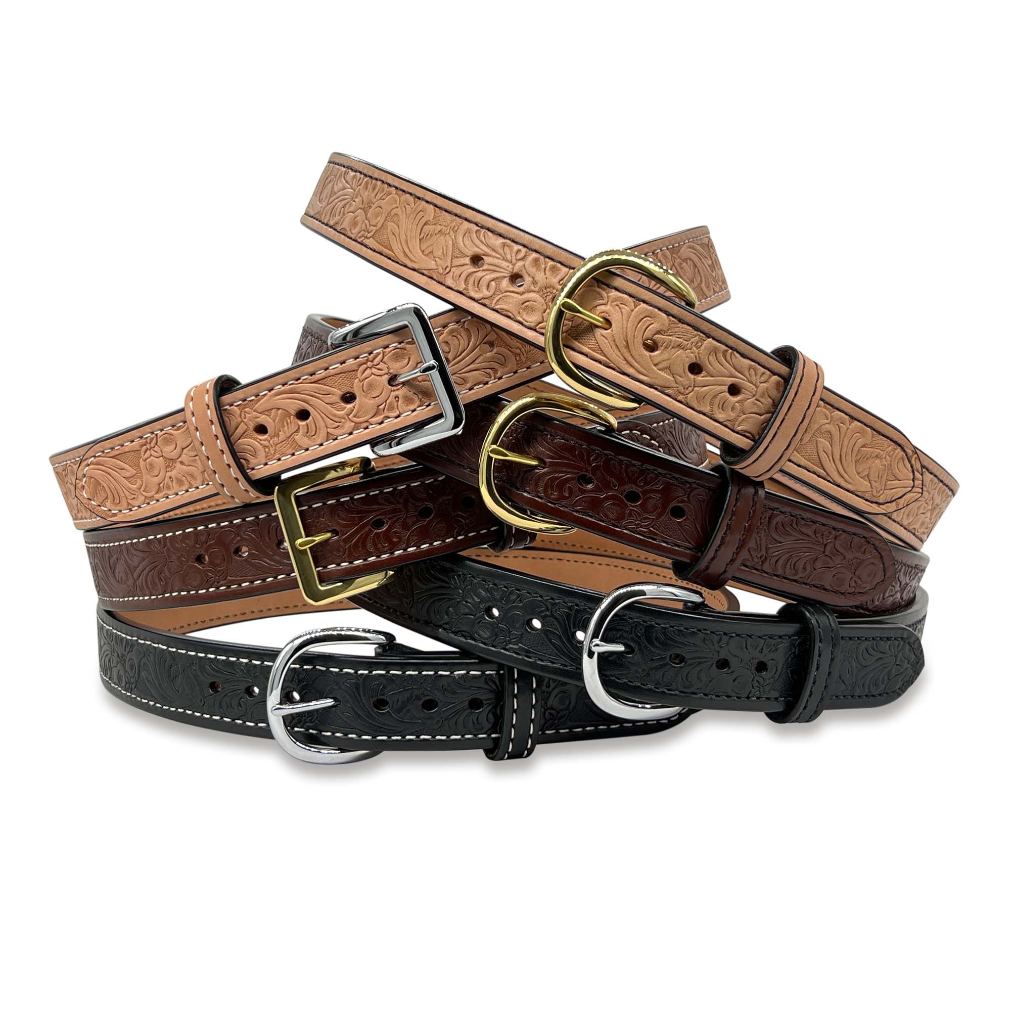 Belt Felt Rifles NEW - EMBOSSED QUICK SHIP Dual-Layer Bullhide Gun Belt - Beltman