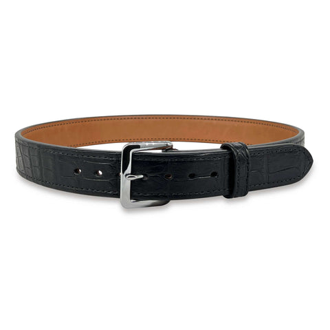 Beltman 1.5" Wide Alligator Over Bullhide Gunbelt In Black With Square Chrome Buckle
