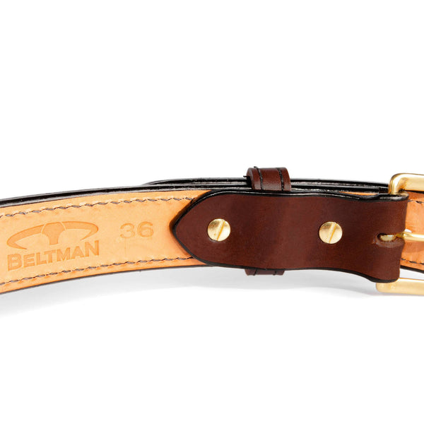 Beltman Quick Ship 1.5" Wide Dual-Layer Bullhide Gunbelt In Brown With Square Brass Buckle