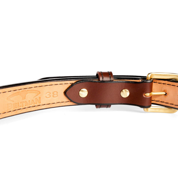 Brown 1.25" Bullhide Concealed Carry Gun Belt By Beltman With Square Brass Buckle