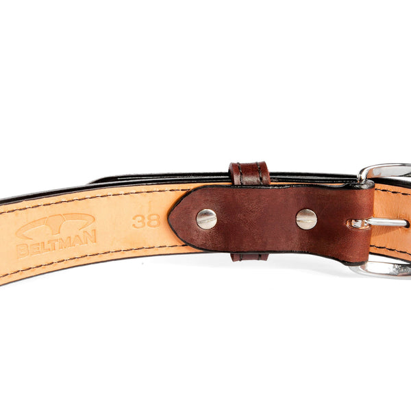 Cordovan 1.25" Horsehide Over Bullhide Concealed Carry Gun Belt By Beltman With Round Chrome Buckle