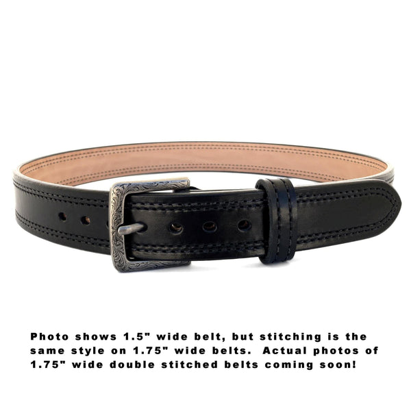 Black 1.75" Wide Double Stitched Dual-Layer Bullhide Gunbelt