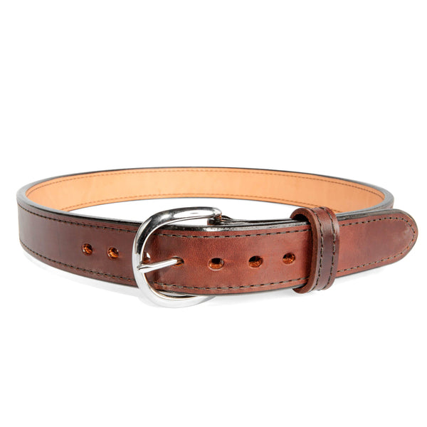 Beltman 1.25" Wide Horsehide Over Bullhide Gunbelt In Cordovan With Round Chrome Buckle