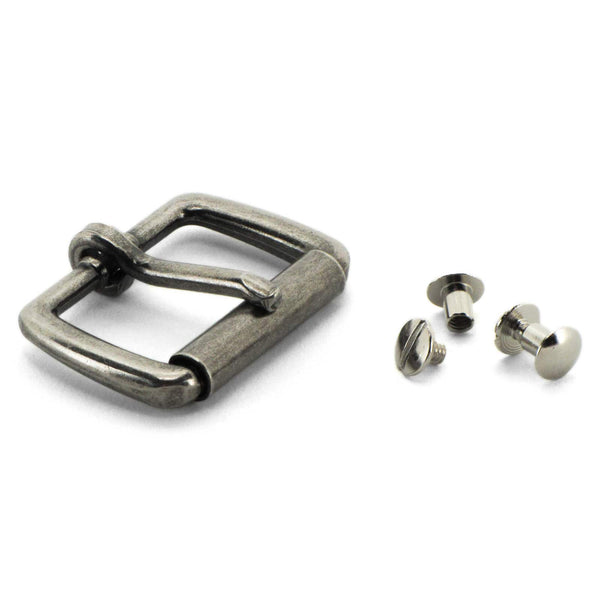 Antique Nickel Roller Buckle with Chicago Screws for gunbelts