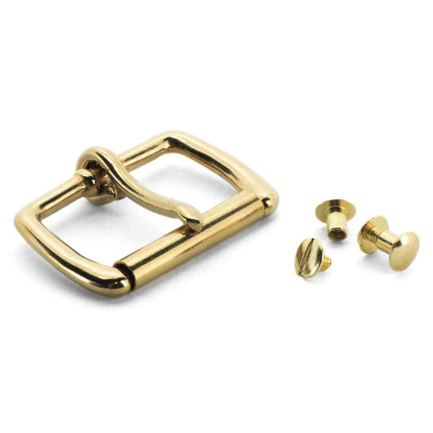 Brass Roller Buckle with Chicago Screws for gun belts