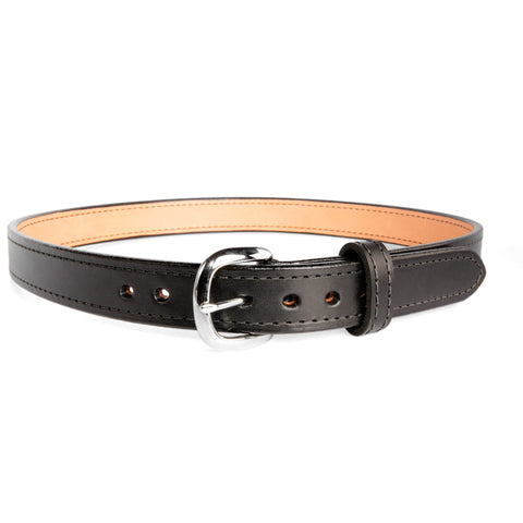 Beltman 1.25" Wide Dual-Layer Bullhide Gunbelt In Black With Round Chrome Buckle