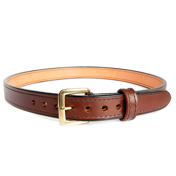 Beltman 1.25" Wide Dual-Layer Bullhide Gunbelt In Brown With Square Brass Buckle