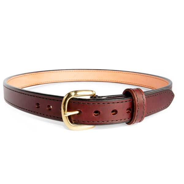 Beltman 1.25" Wide Dual-Layer Bullhide Gunbelt In Cordovan With Round Brass Buckle