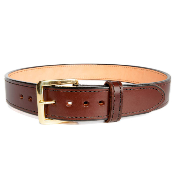 Beltman 1.75" Wide Dual-Layer Bullhide Gunbelt In Brown With Square Brass Buckle