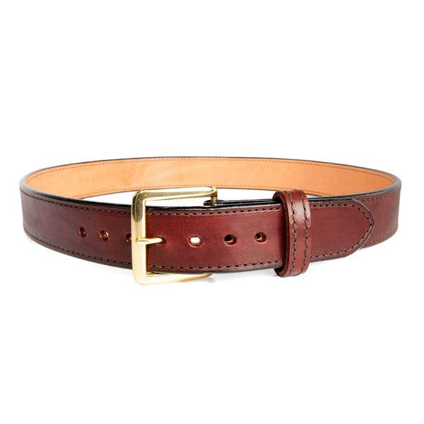 Beltman 1.75" Wide Dual-Layer Bullhide Gunbelt In Cordovan With Square Brass Buckle