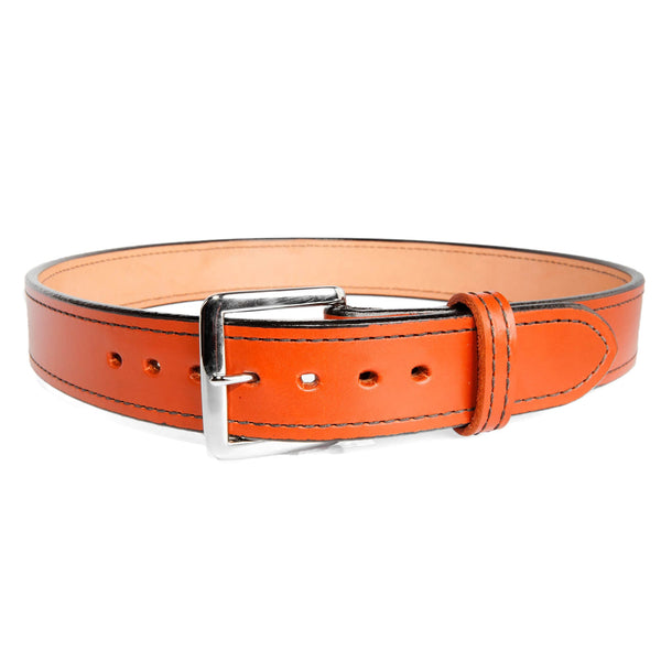 Beltman 1.75" Wide Dual-Layer Bullhide Gunbelt In Tan With Square Chrome Buckle