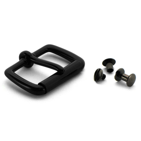 Black Anodized Roller Buckle with Chicago Screws for gunbelts