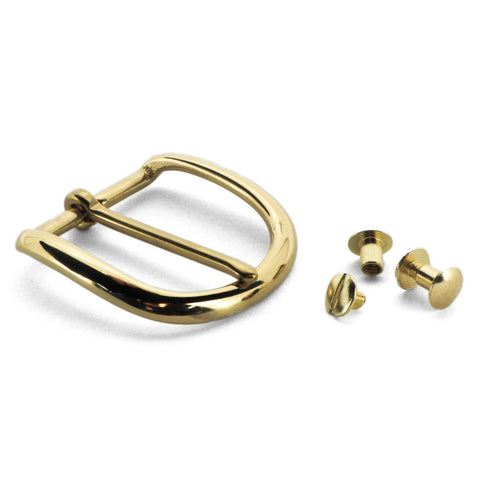 Round Brass Buckle with Chicago Screws for gun belts