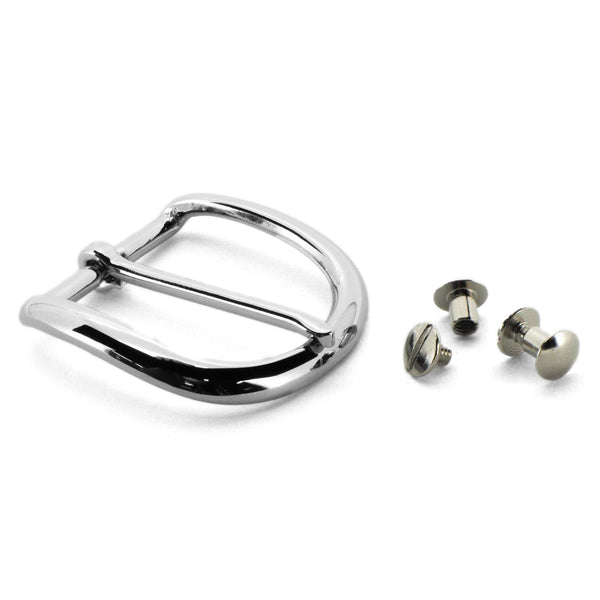 Round Chrome Buckle with Chicago Screws for gun belts