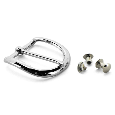 Round Chrome Buckle with Chicago Screws for gun belts