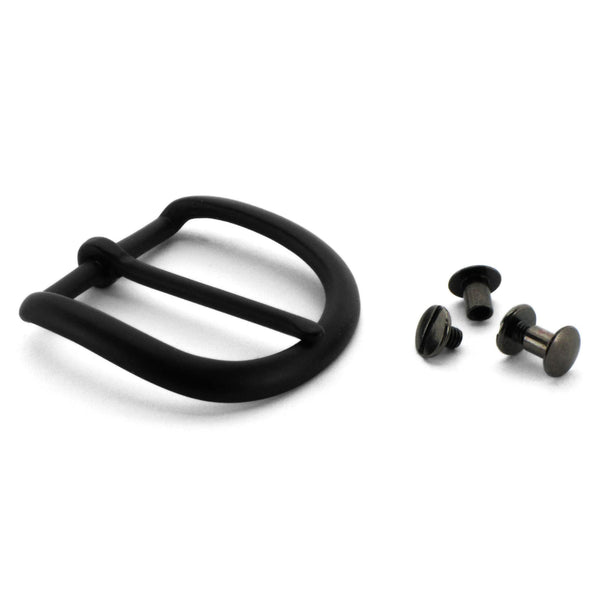 Round Gunmetal Black Buckle with Chicago Screws for gunbelts