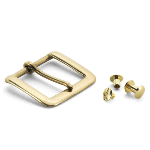 Square Brass Buckle with Chicago Screws for gun belts