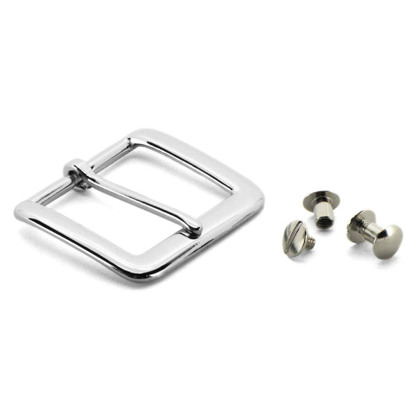 Square Chrome Buckle with Chicago Screws for gun belts