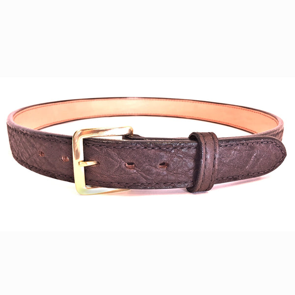 Beltman 1.75" Wide Elephant Over Bullhide Gunbelt In Chocolate With Square Brass Buckle