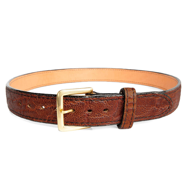 Beltman 1.5" Wide Elephant Over Bullhide Gunbelt In Cognac With Square Brass Buckle