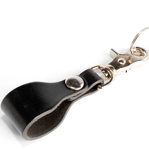 Black Bull Hide Leather Key Hanger With Chrome Hardware